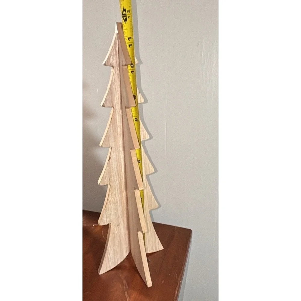 2 White Wood Christmas Trees Mantle‎ Decor 16